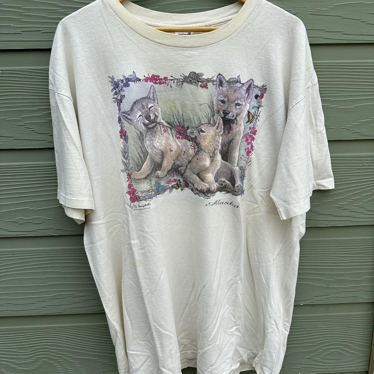 Vintage 90s Alaska nature t shirt Flaws will be... - Depop