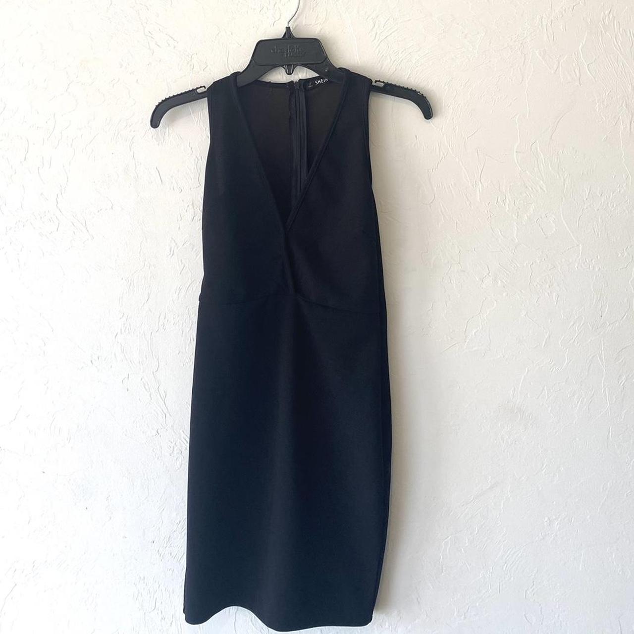 Shein black sleeveless v neck bodycon dress mini S. ... - Depop