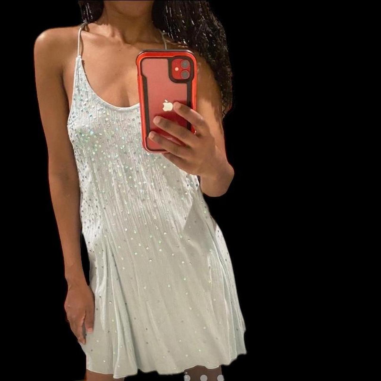 Free factory People Mint Green Sequin spaghetti strap dress