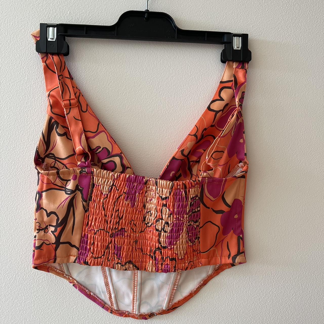 Glassons Flower Orange and Pink Corset Size... Depop
