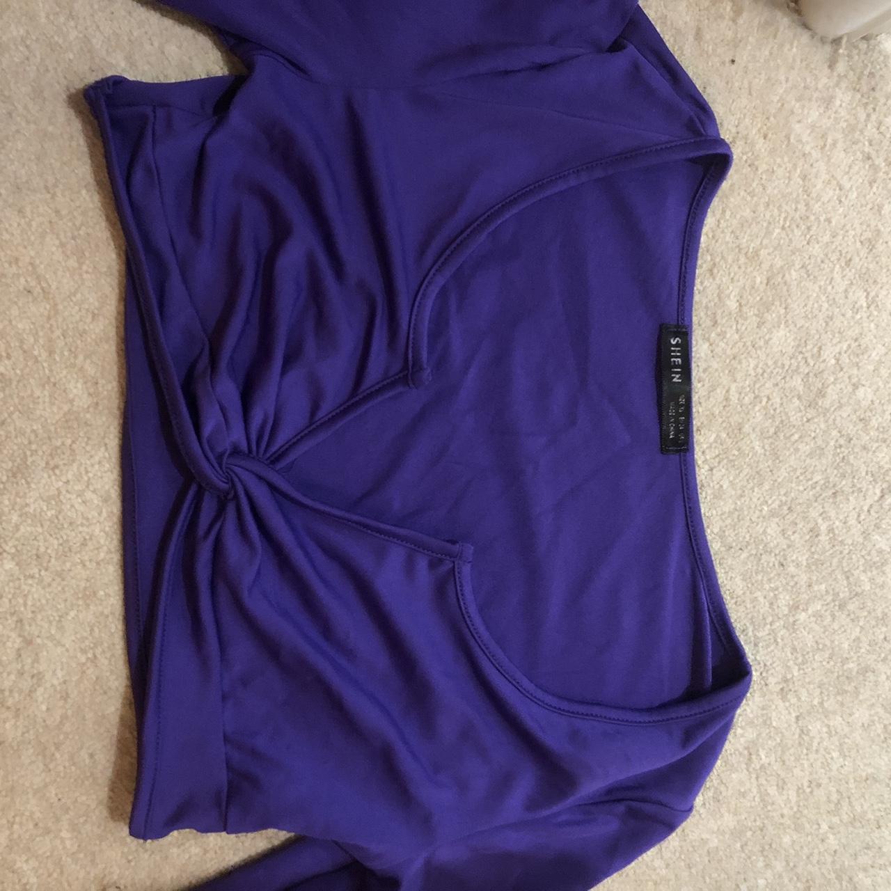 Gorgeous dark/ deep purple crop top from SHEIN Tie... - Depop