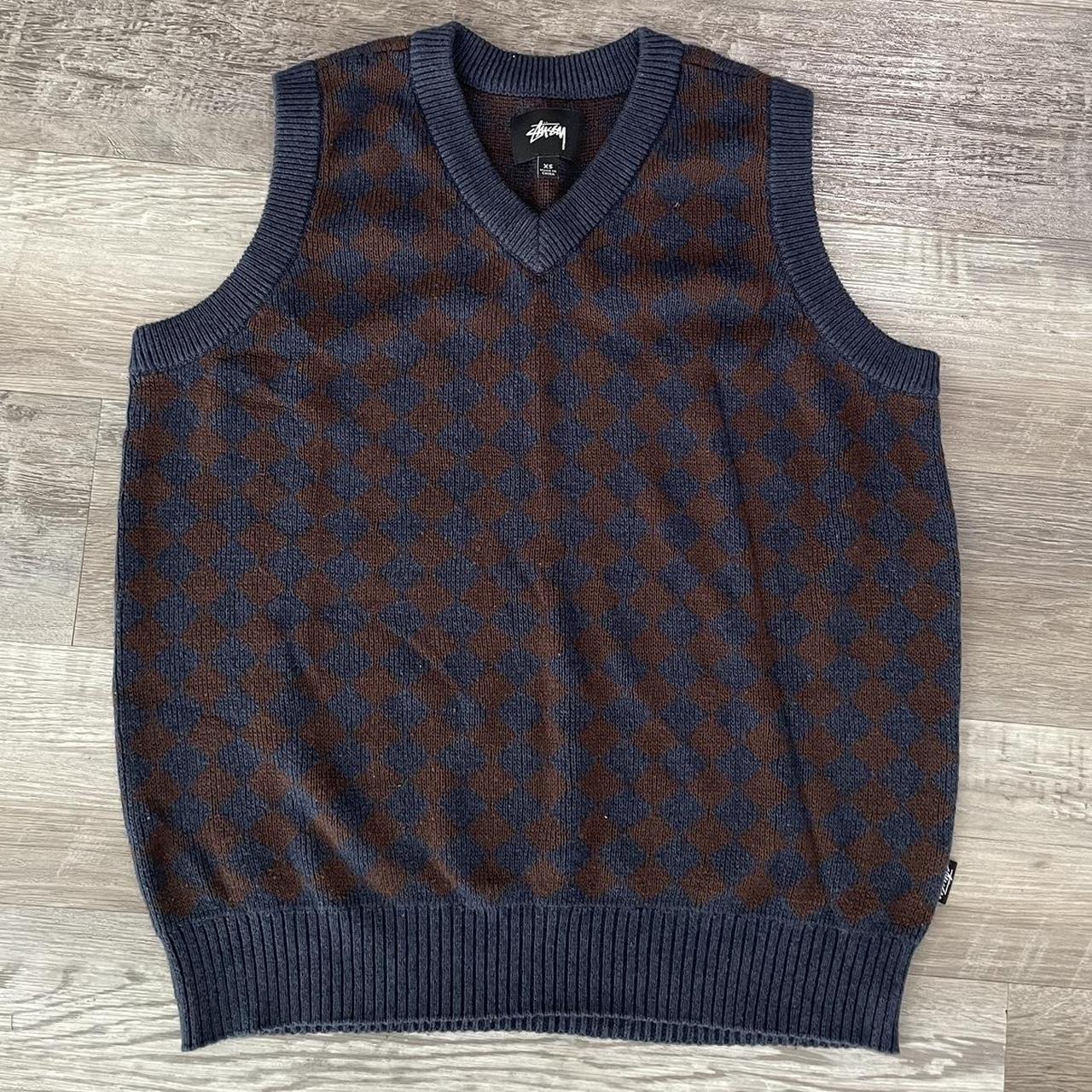 SOLD!!!!! ******* stussy wobbly check sweater | Depop