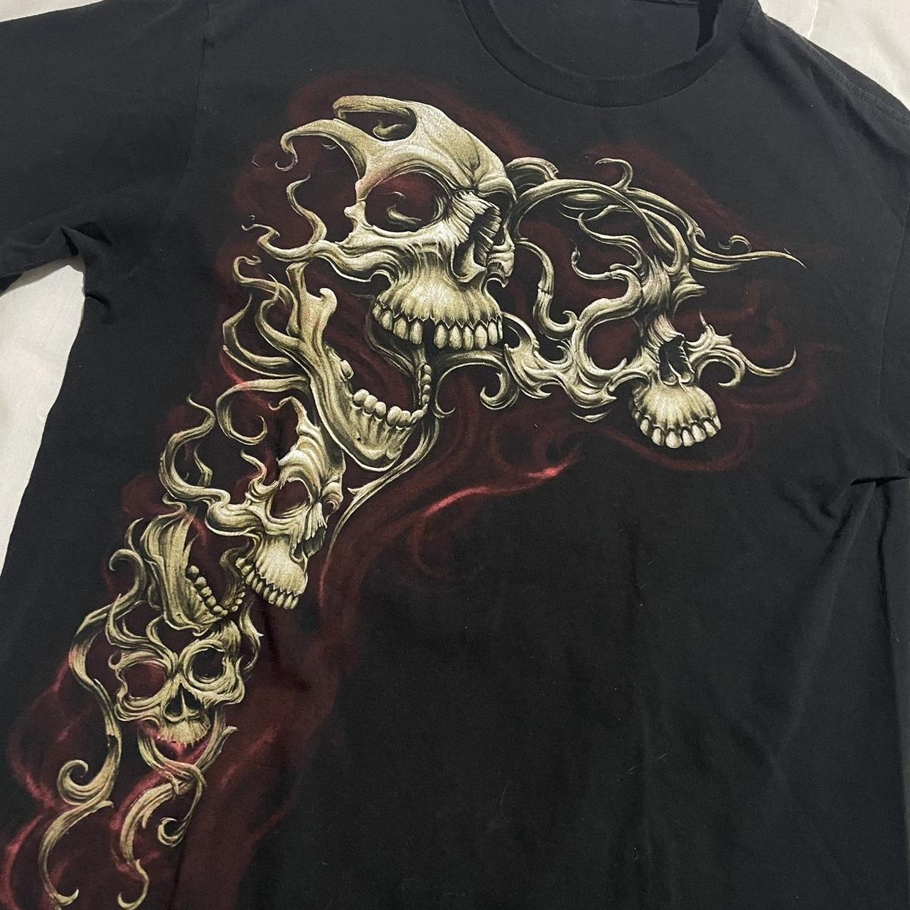 Vintage Gothic grunge graphic tee with skeletons and… - Depop