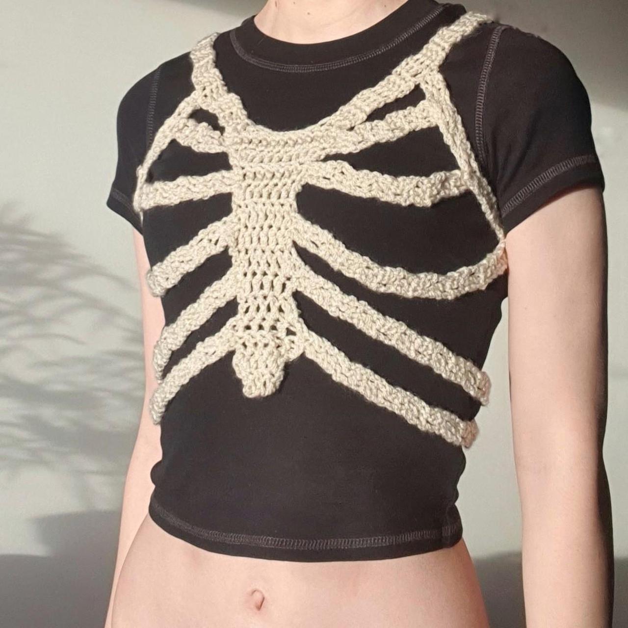 handmade crochet skeleton corset made using cream... Depop