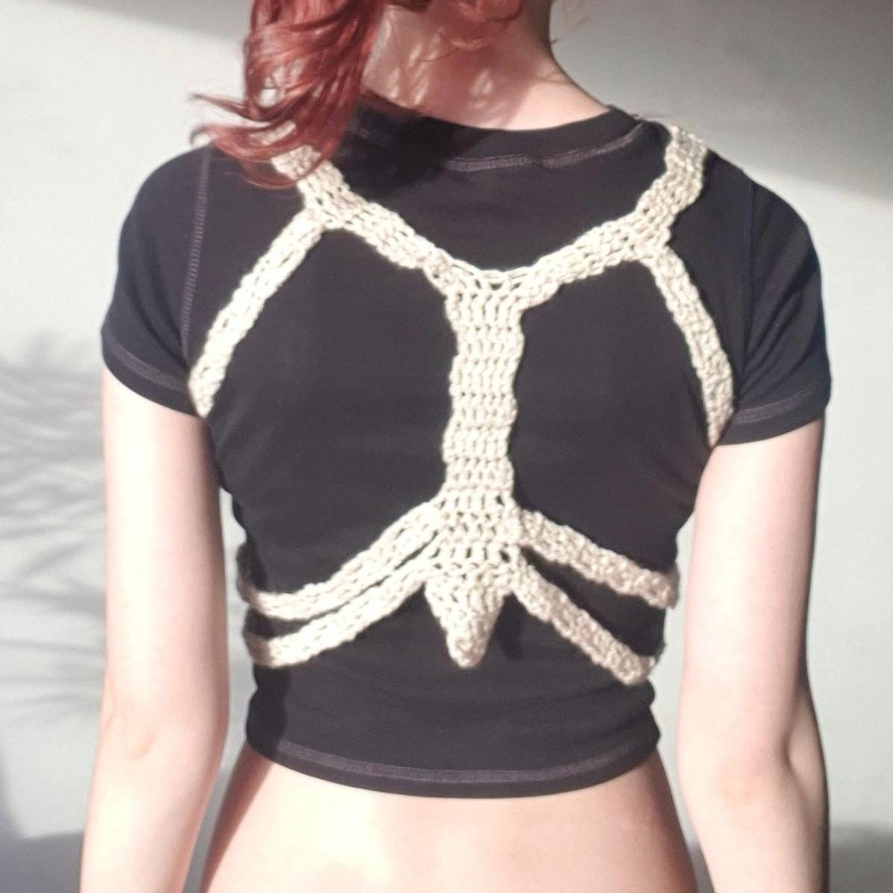 handmade crochet skeleton corset made using cream... Depop