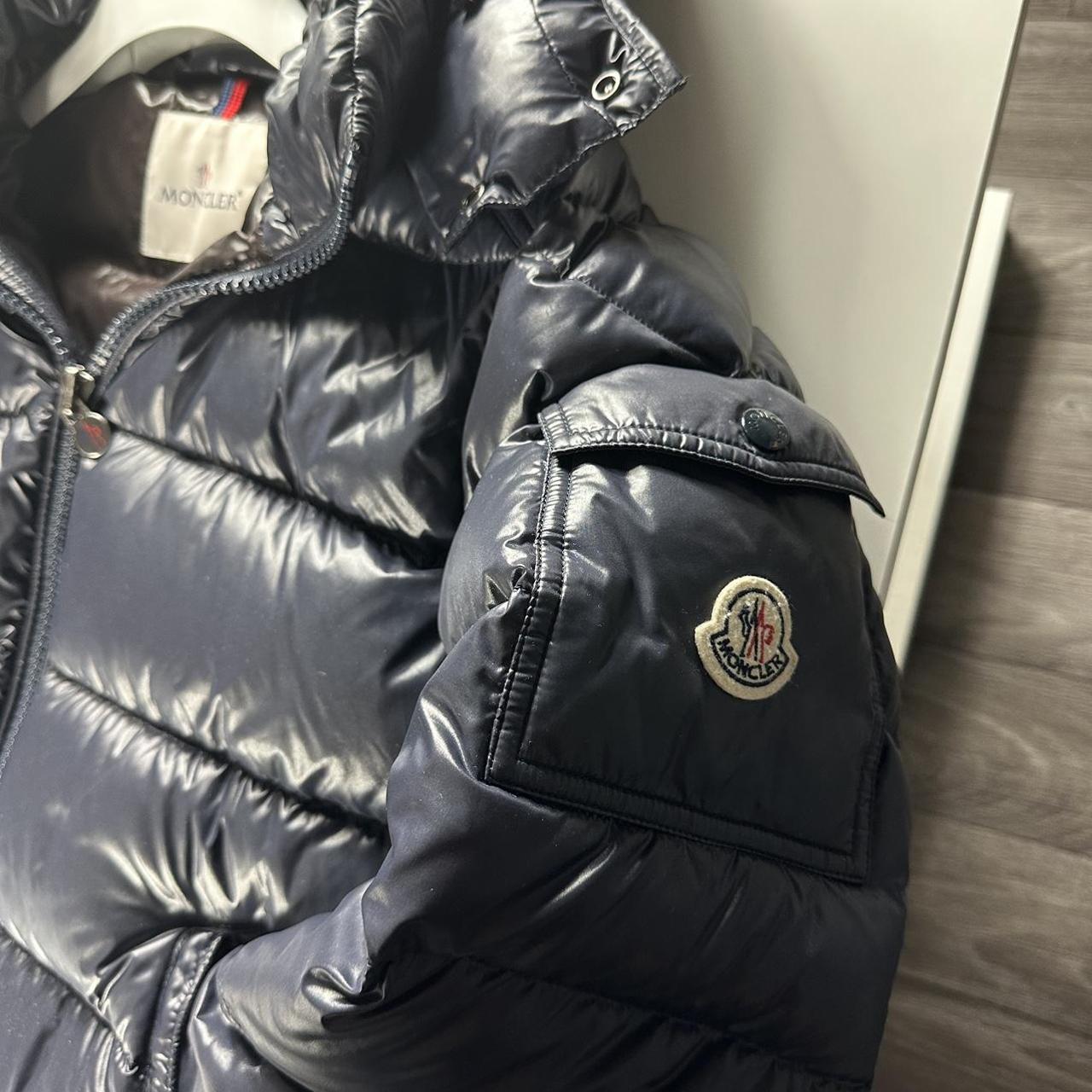 Navy Moncler maya. Size 2 (small) worn a few times... - Depop