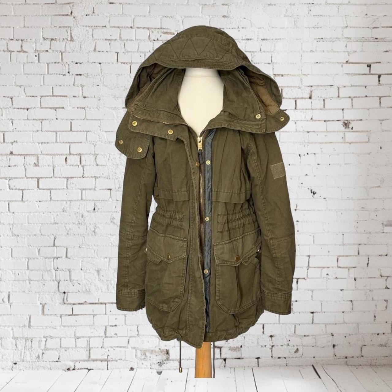 Bershka Khaki Green Hooded Parka Jacket Coat Size. Depop