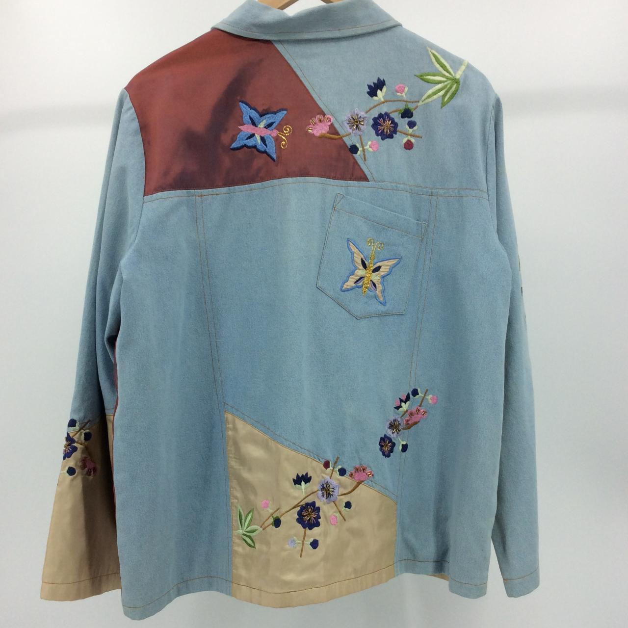 Vintage Indigo Moon Denim Jacket. Embroidered and... - Depop