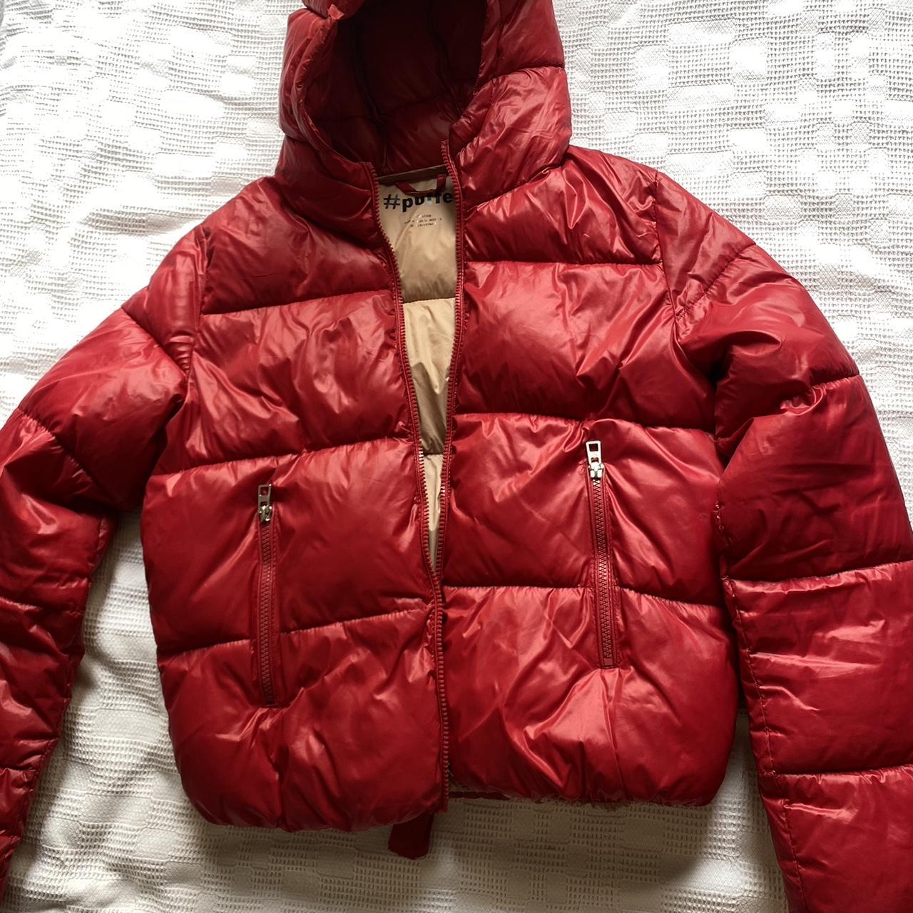 Bershka red puffer jacket best sale