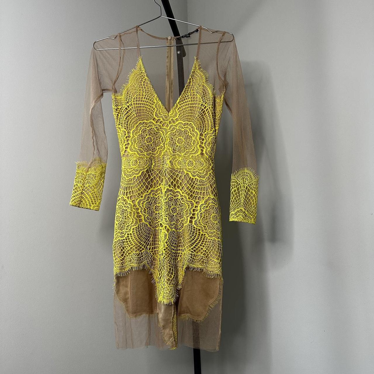 For Love & Lemons hotsell Antigua Yellow Mesh Lace Dress