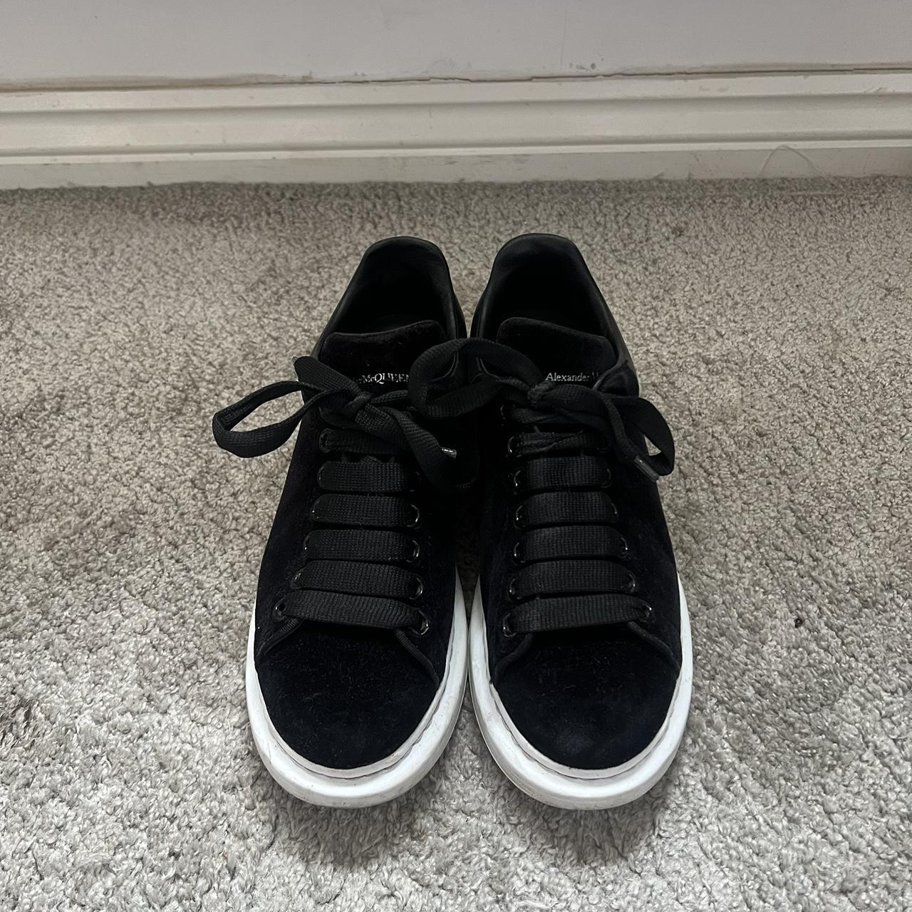 Black suede Alexander McQueen trainers, Worn well