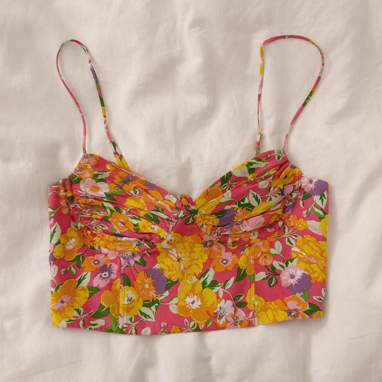 Zara floral corset like crop top size M but fits... Depop