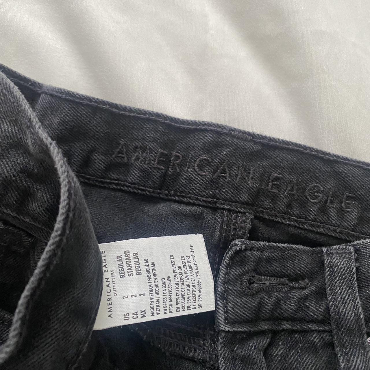 black ripped american eagle jeans, worn once, size 2 - Depop