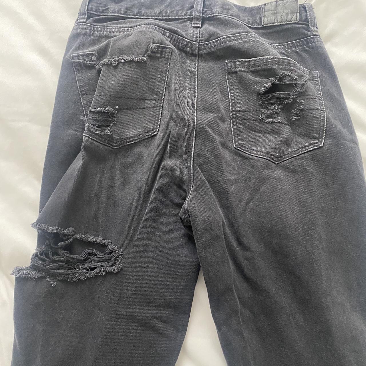 black ripped american eagle jeans, worn once, size 2 - Depop