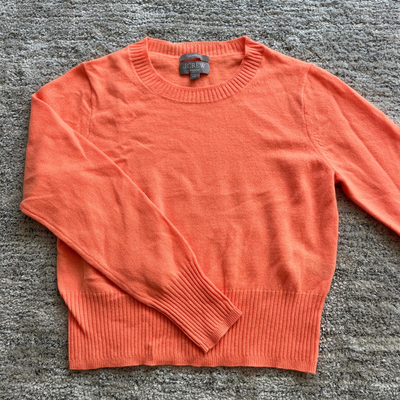 JCrew Cropped Cashmere Sweater Bright Orange. Depop