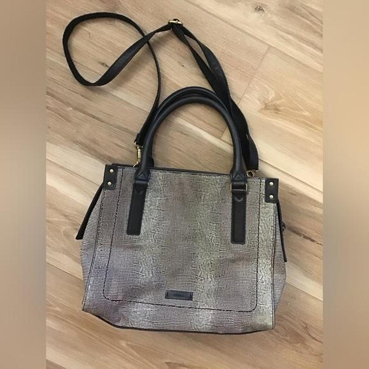 Fossil Claire deals Satchel Grey Lizard Leather Top Handle Crossbody