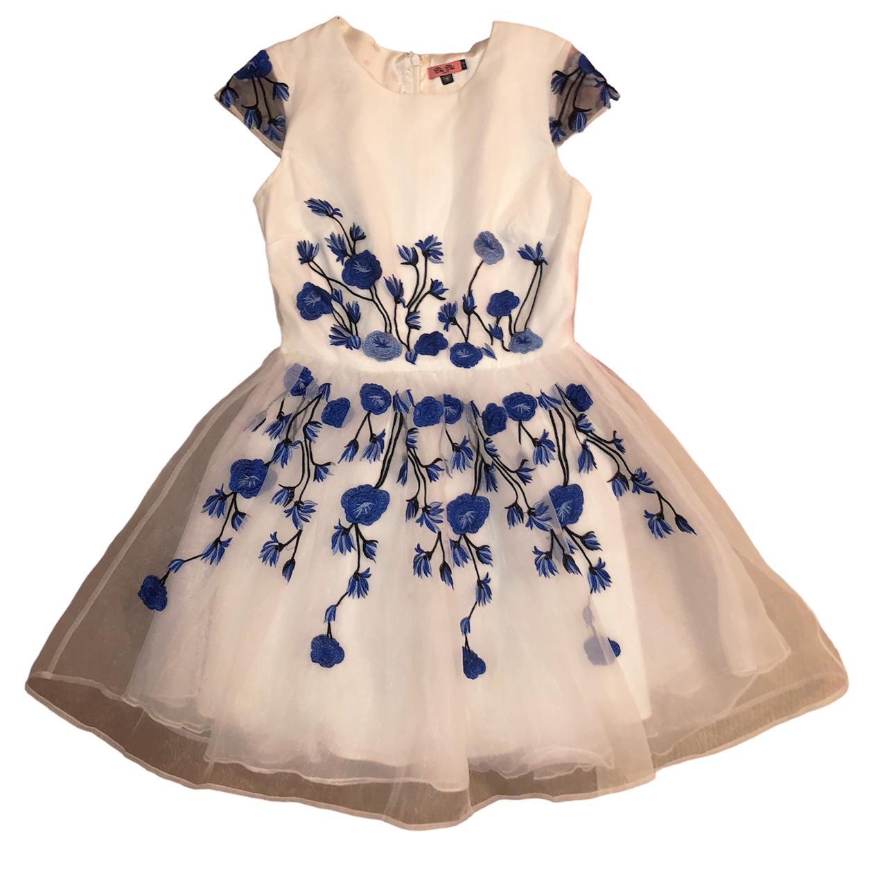 Chi Chi London Women's White and Blue Dress (3)
