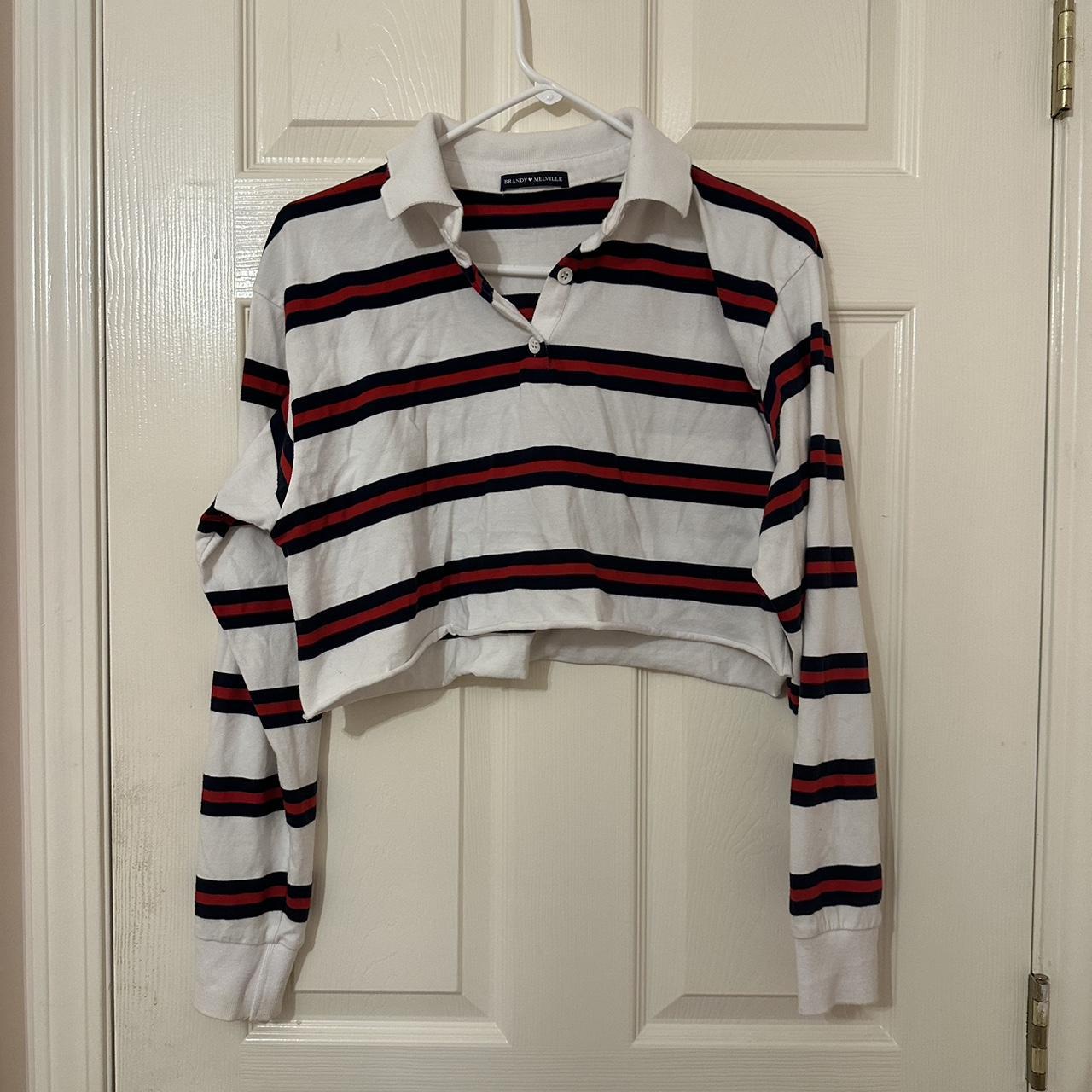 Brandy Melville striped cropped collared rugby Depop