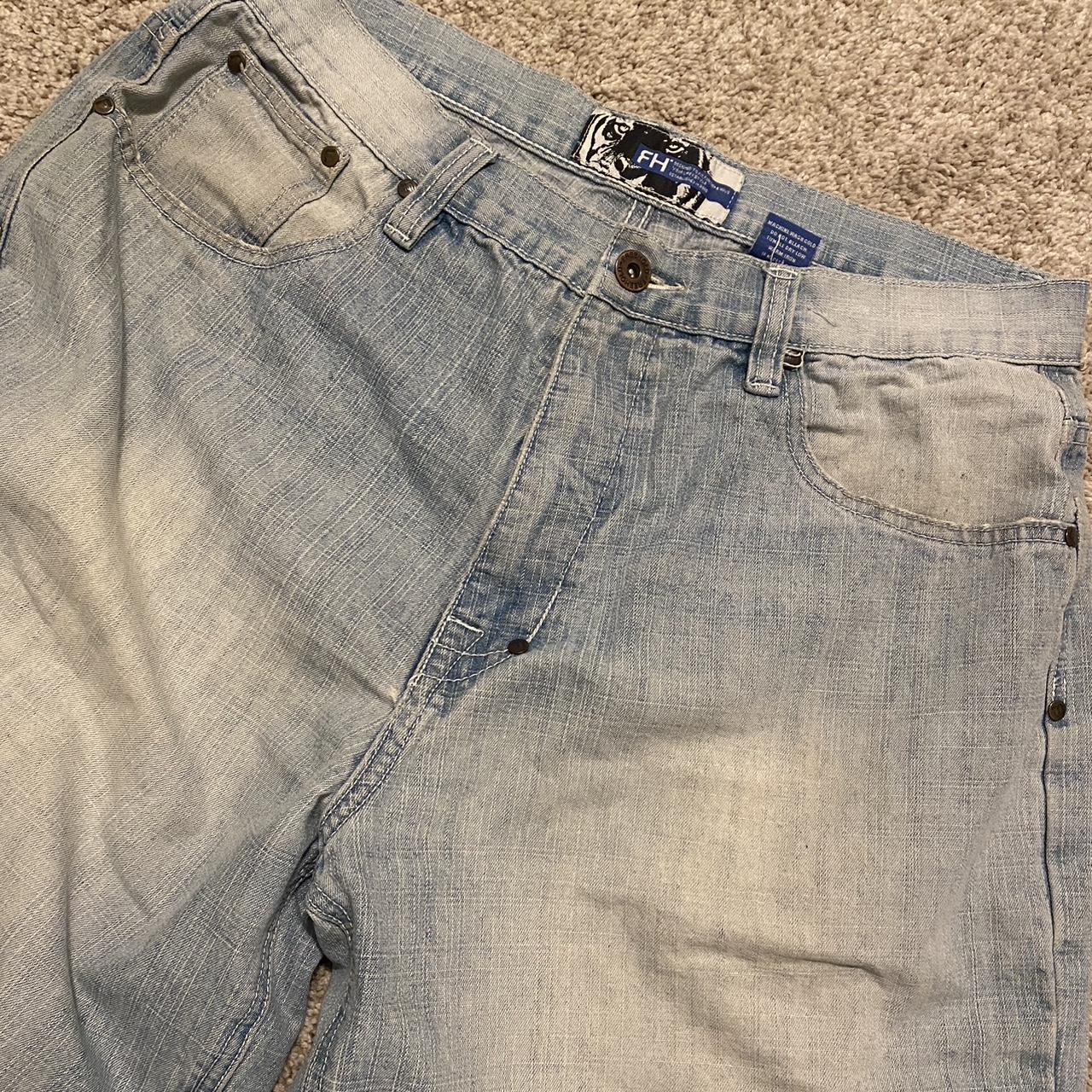 Y2k grunge skater super baggy jorts distressed... - Depop