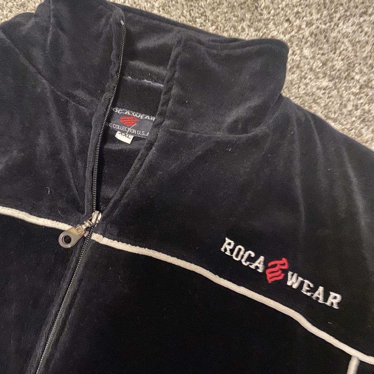 Rocawear zip up jacket velour type material Y2K...