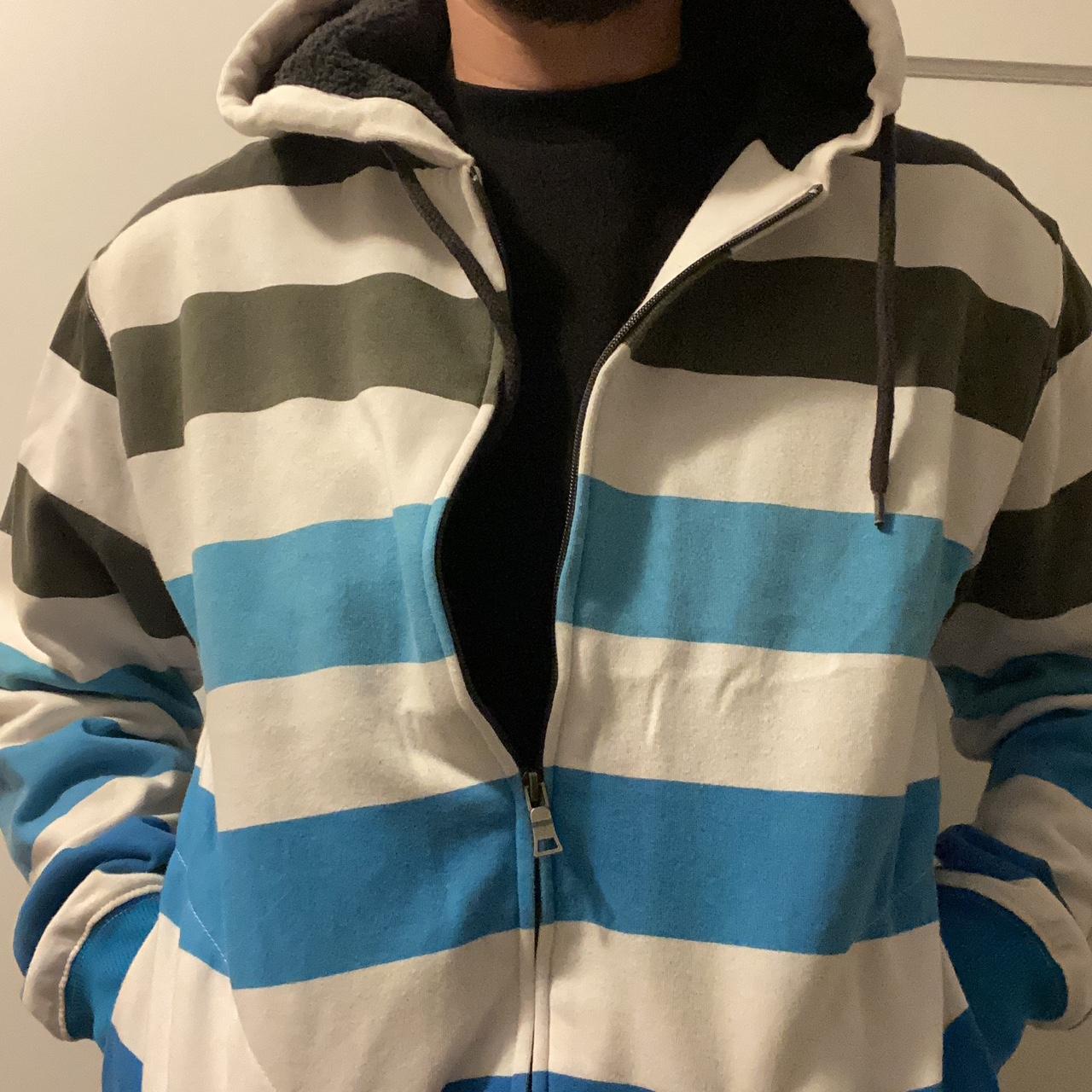 Top heavy hoodie Y2K skater grunge striped zip up | Depop