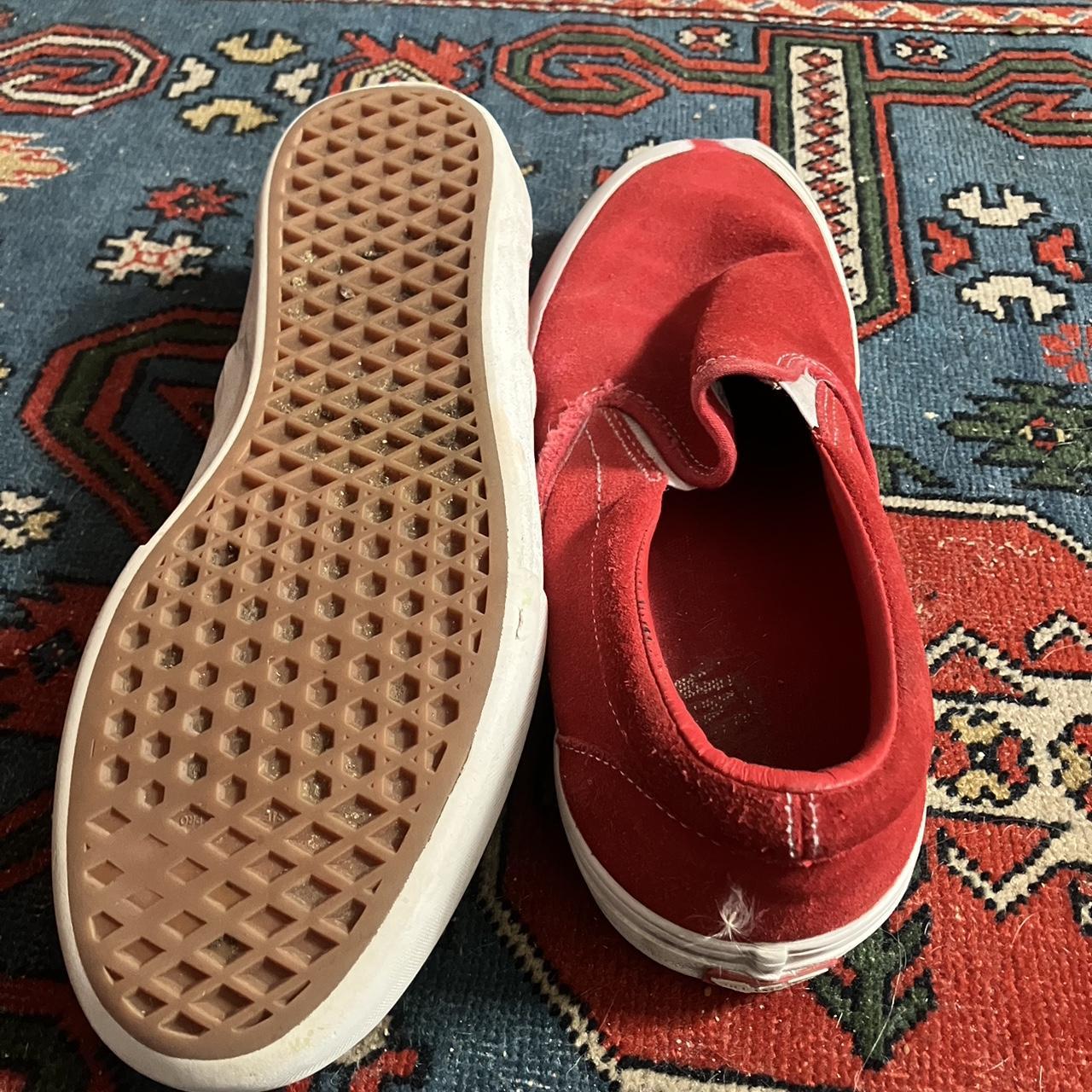 Red slip on Vans pro. some wear on the left toe from... - Depop