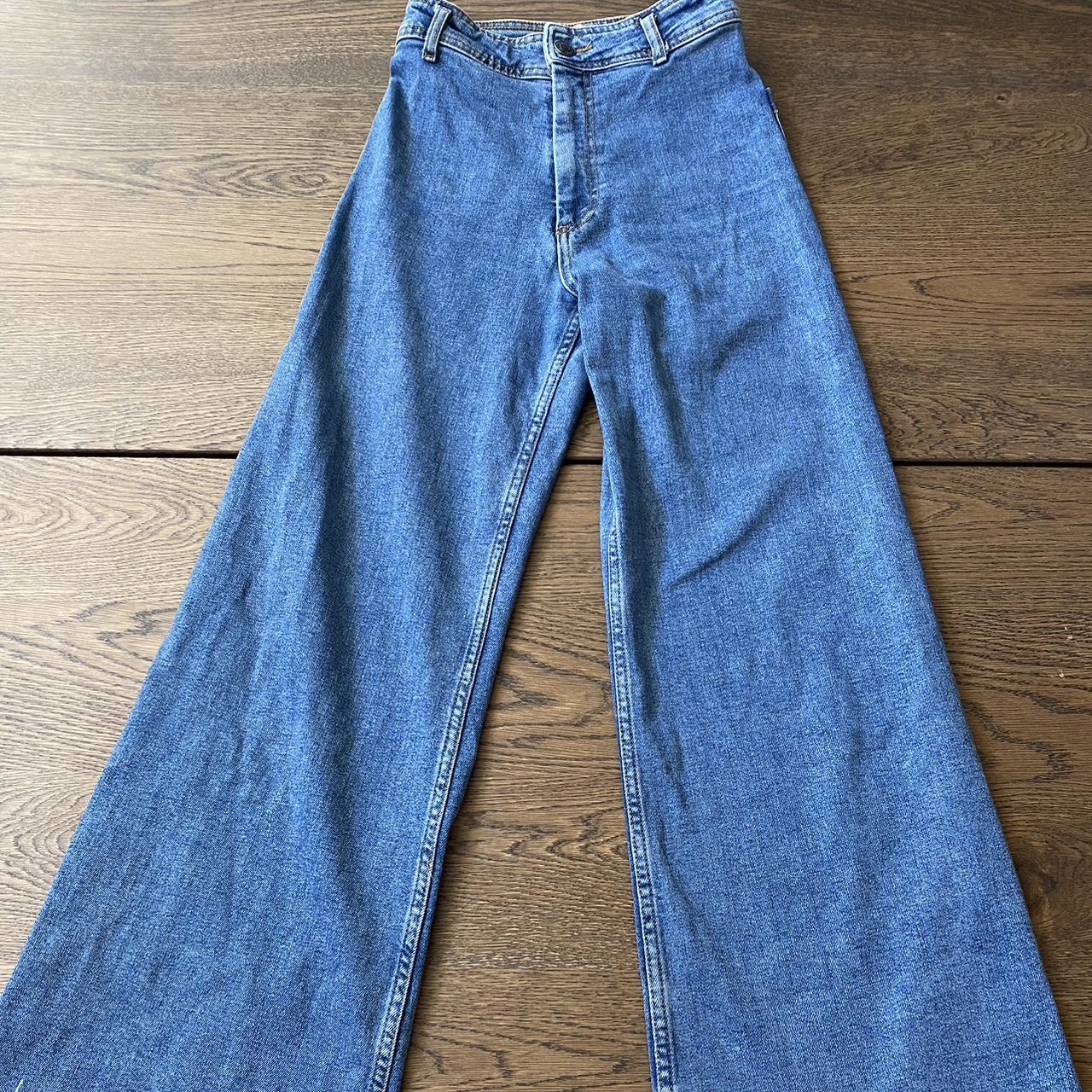 Zara denim jeans with light flare at the bottom... - Depop