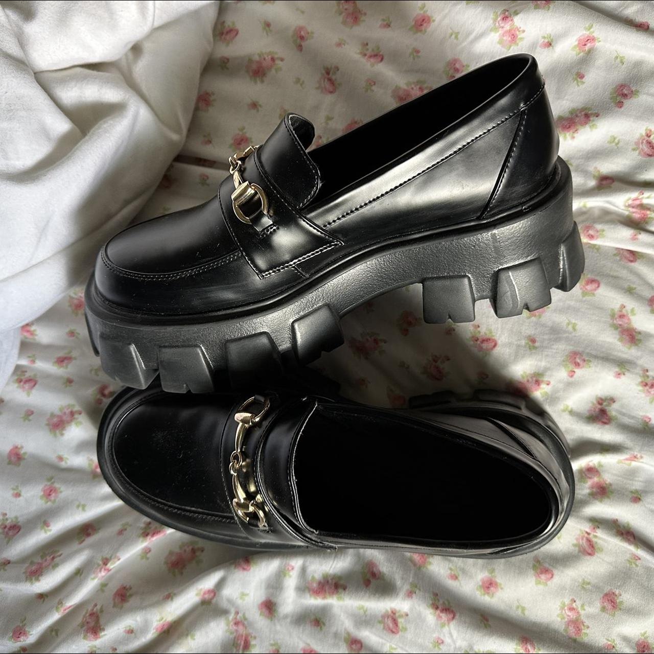 Princess Polly Women's Black Loafers | Depop