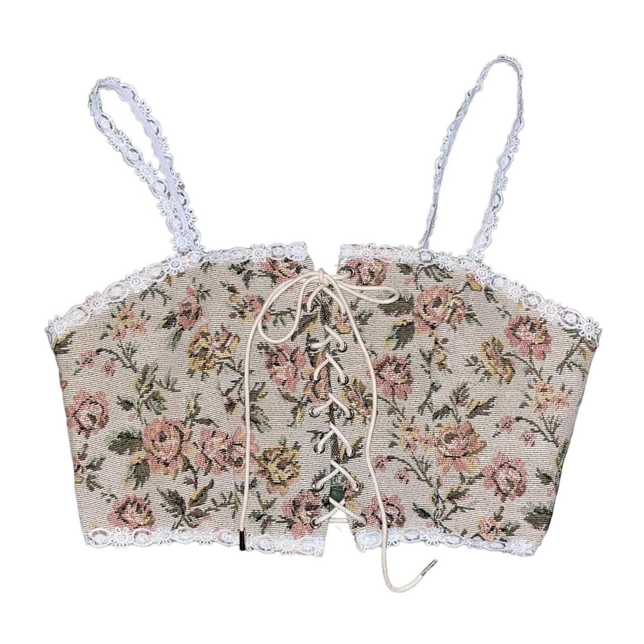 Floral Corset Crop Top Fits a Medium 15” Long Depop