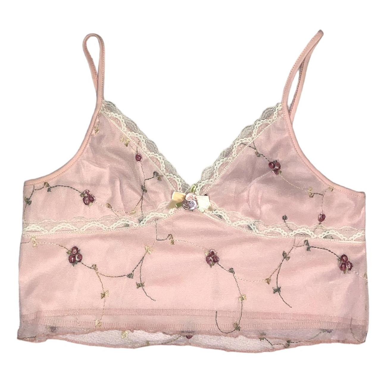 Baby Pink Mesh Floral Dainty Fairy Crop Top with - Depop