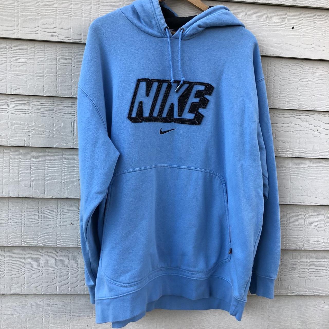 Nike Vintage Hoodie Center swoosh vintage baby blue... - Depop