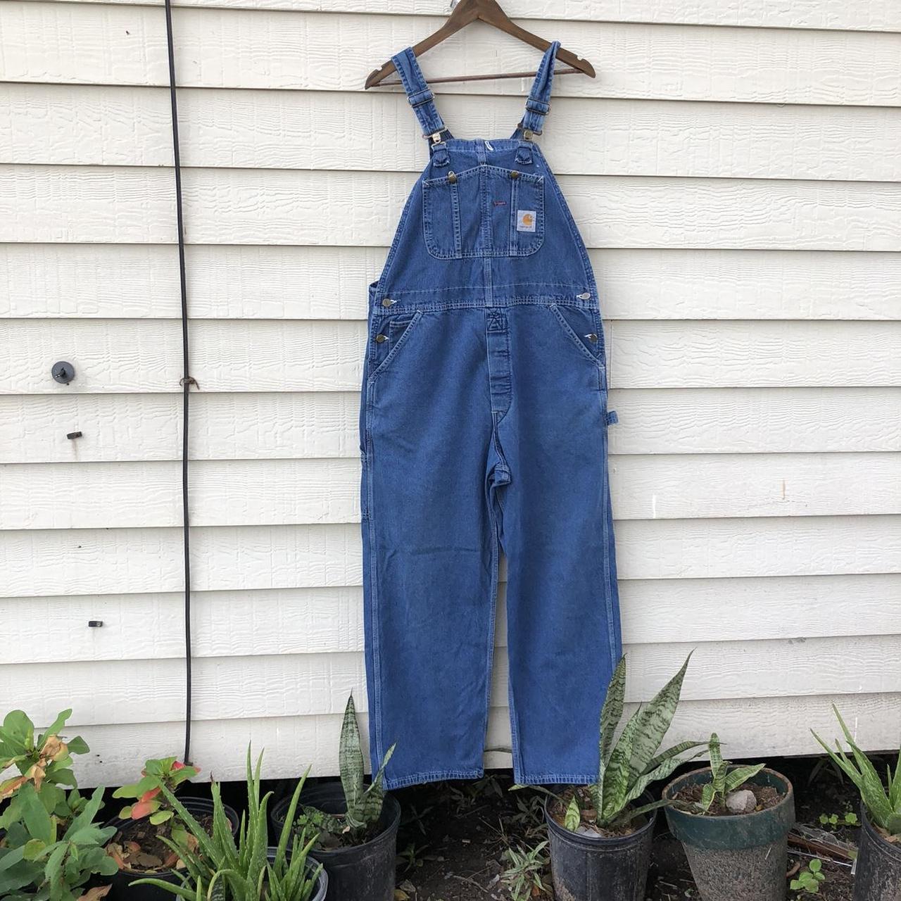 Carhartt Denim Overalls classic denim overalls.... Depop