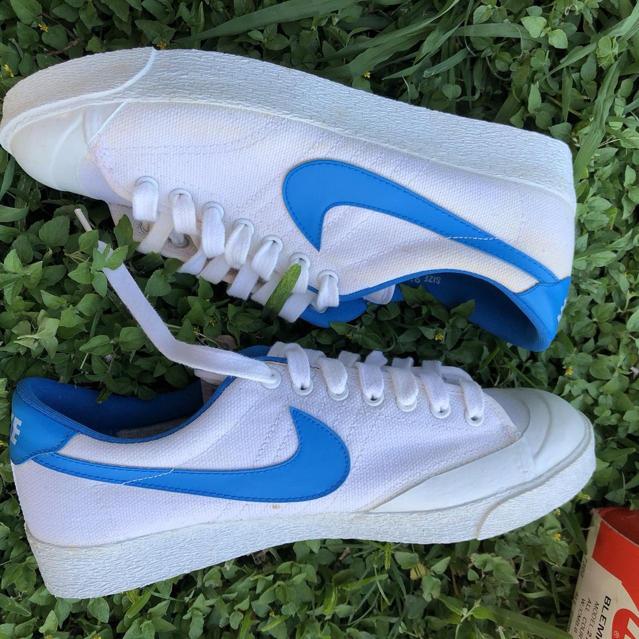 Vintage 70s 80s Nike Blazers Canvas White Blue Swoosh Sneakers