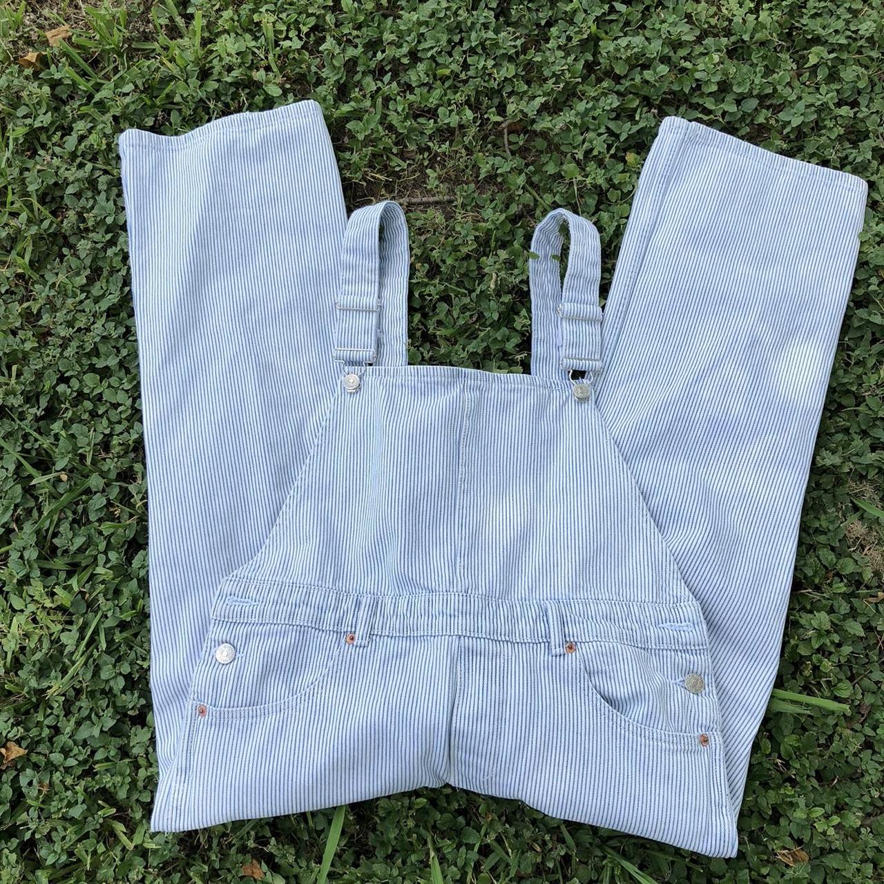 Zara Denim Overalls Striped denim overalls by brand... Depop