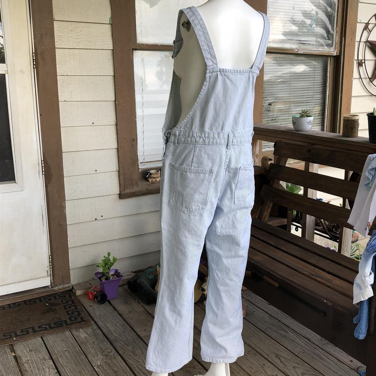 Zara Denim Overalls Striped denim overalls by brand... Depop