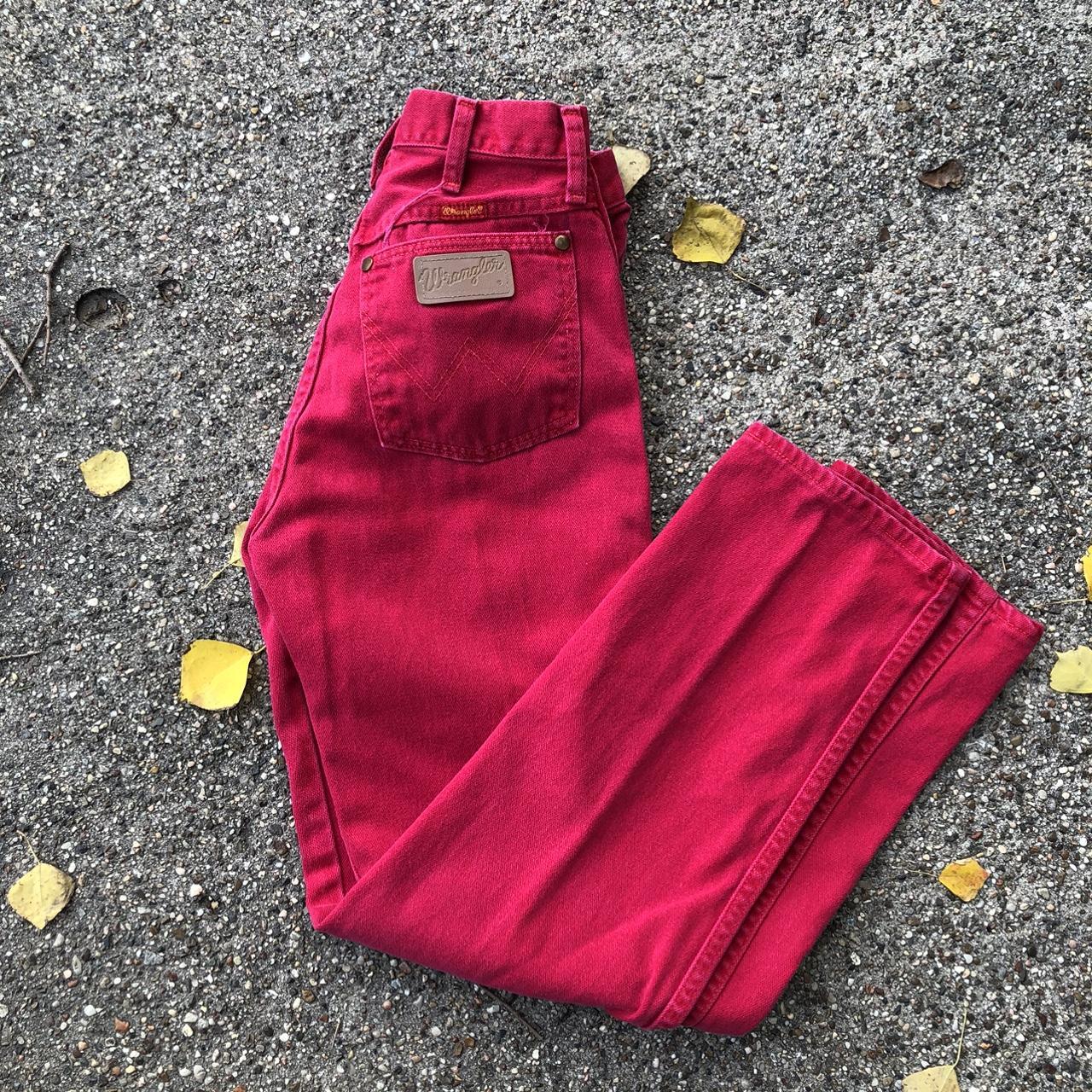 Vintage 90s Red Wrangler Jeans Mom jeans in a... - Depop