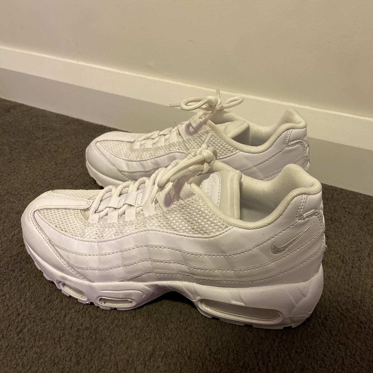 nike white 95s MESSAGE BEFORE PURCHASING! NO... - Depop