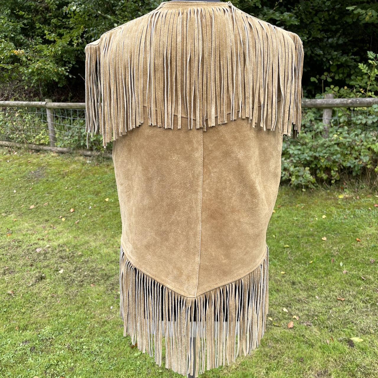 Vintage Running Bear Native American Boho Fringed... - Depop