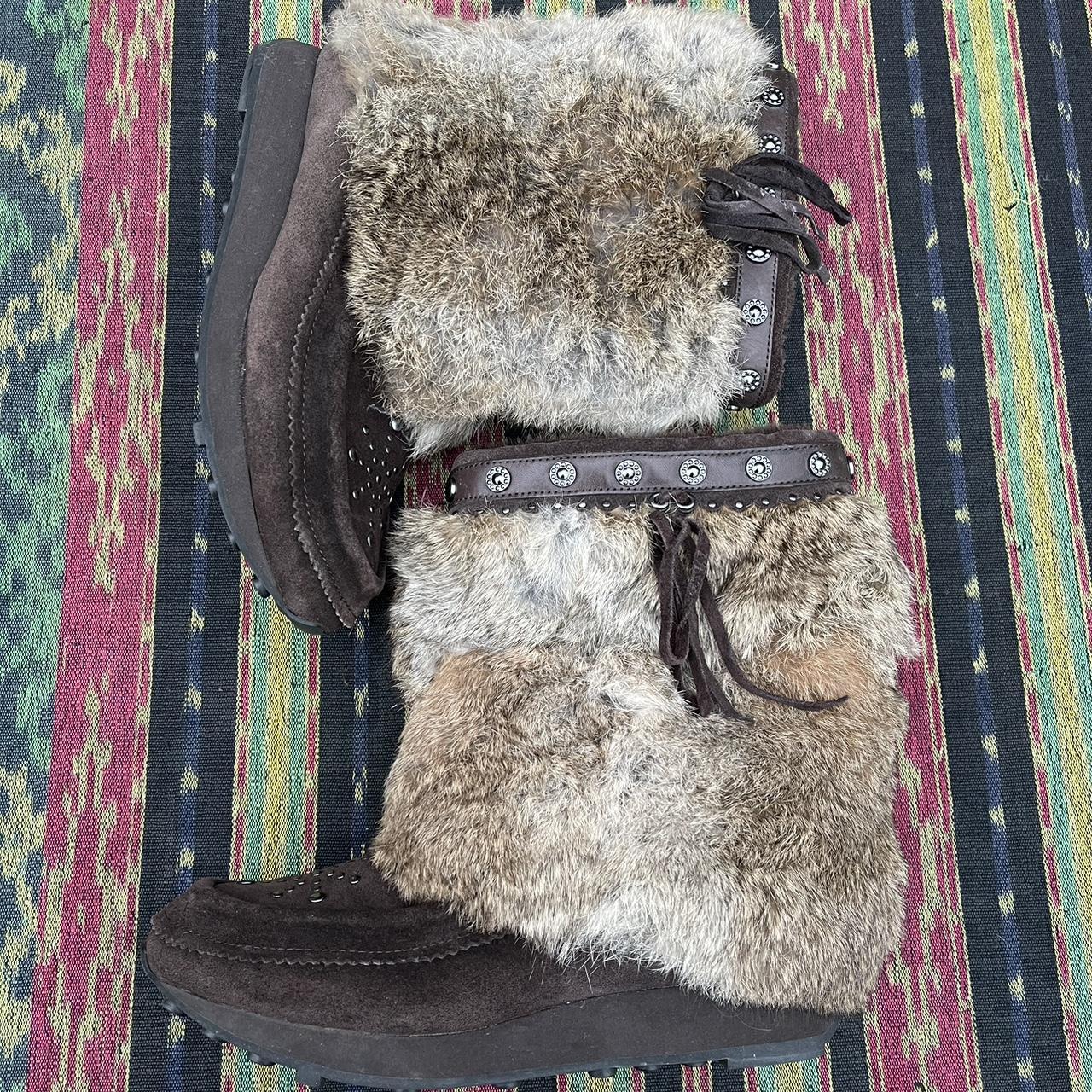 Fabulous Ash Rabbit Fur / Brown Suede MukLuk Boots.... - Depop