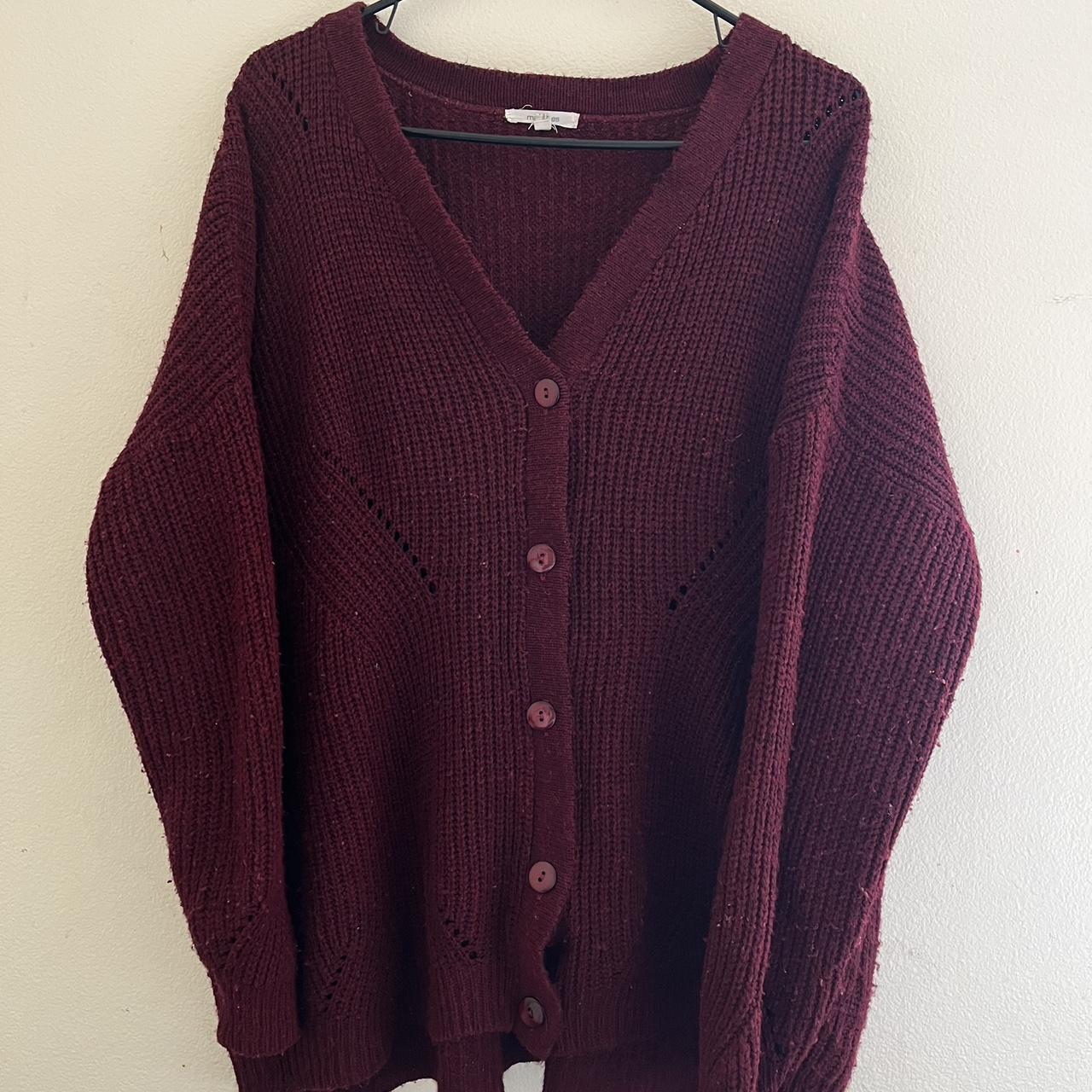 Maurices Women's Burgundy Cardigan Depop