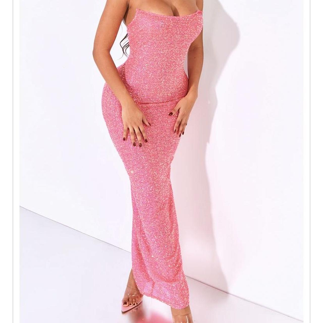 Prettylittlething Pink Glitter Maxi Dress PrettyLittleThing