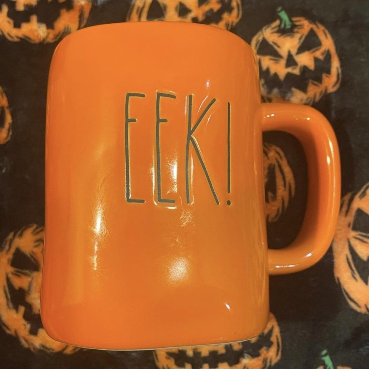 New Rae Dunn orange & black Eek! ceramic coffee mug.... Depop