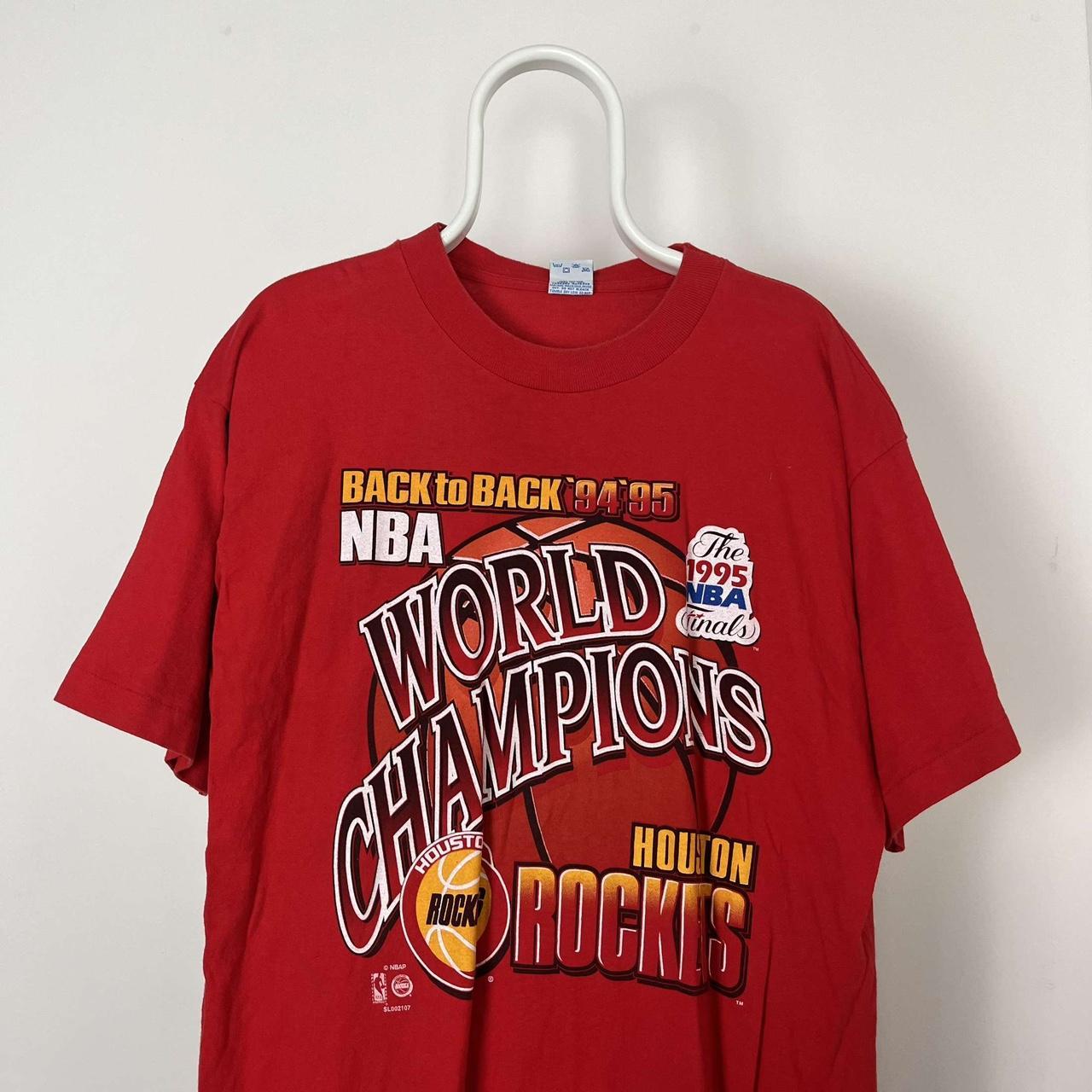 New store Vintage L 1995 Houston Rockets Back To Back World Champions Black Shirt