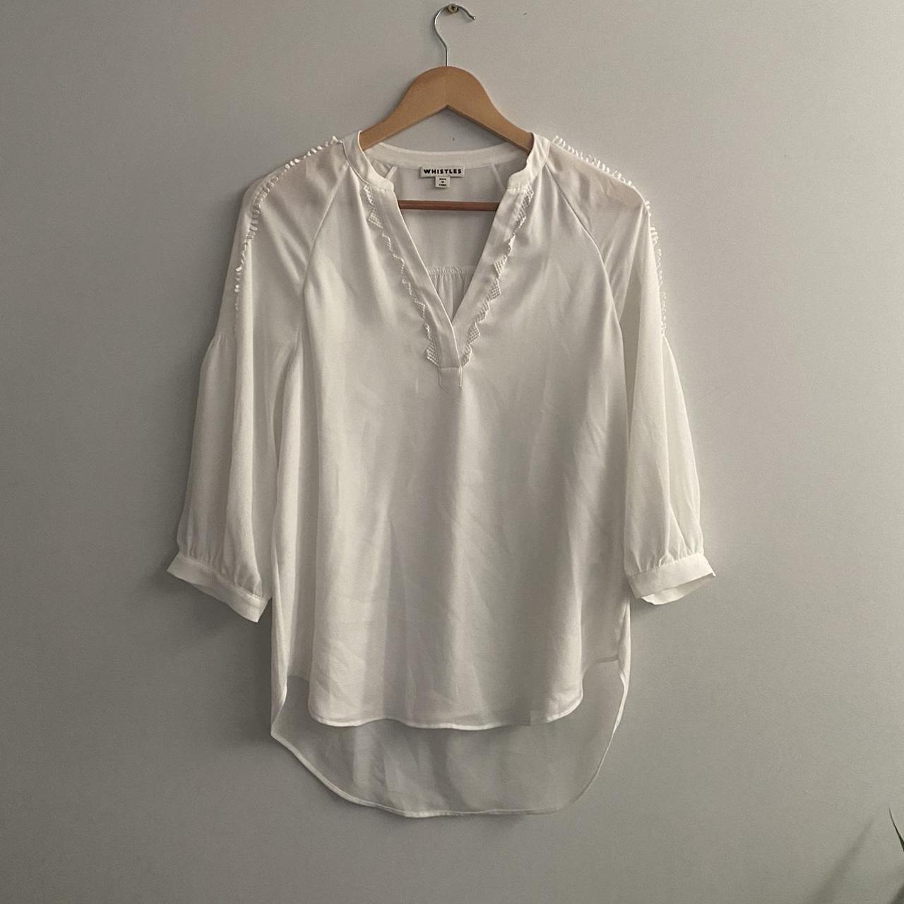 White whistles long line (oversized) blouse. V neck... - Depop