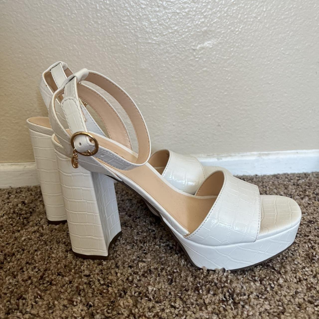White Guess platform heels size 9.5 true to size... - Depop