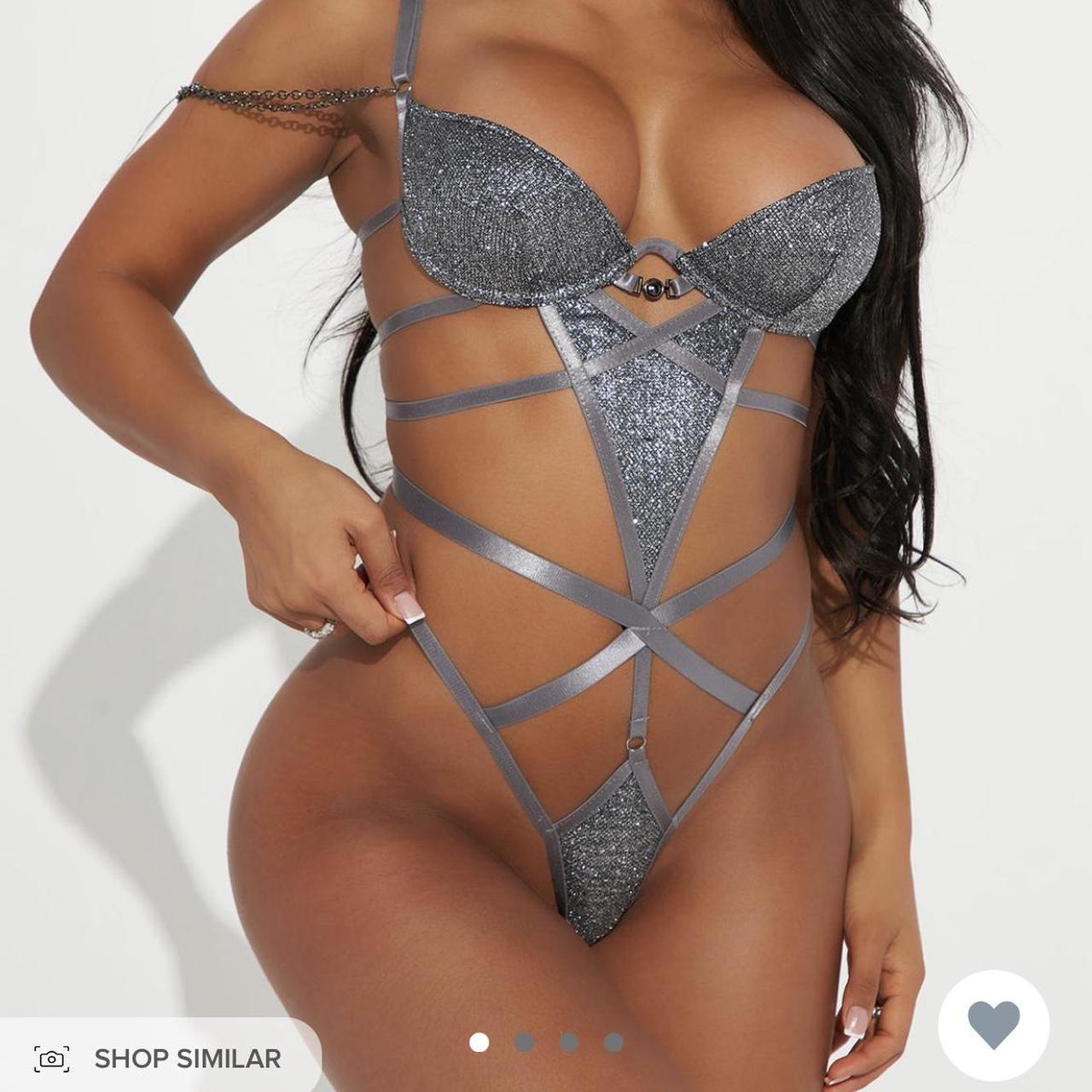 Fashion Nova Women's Grey Bodysuit Depop