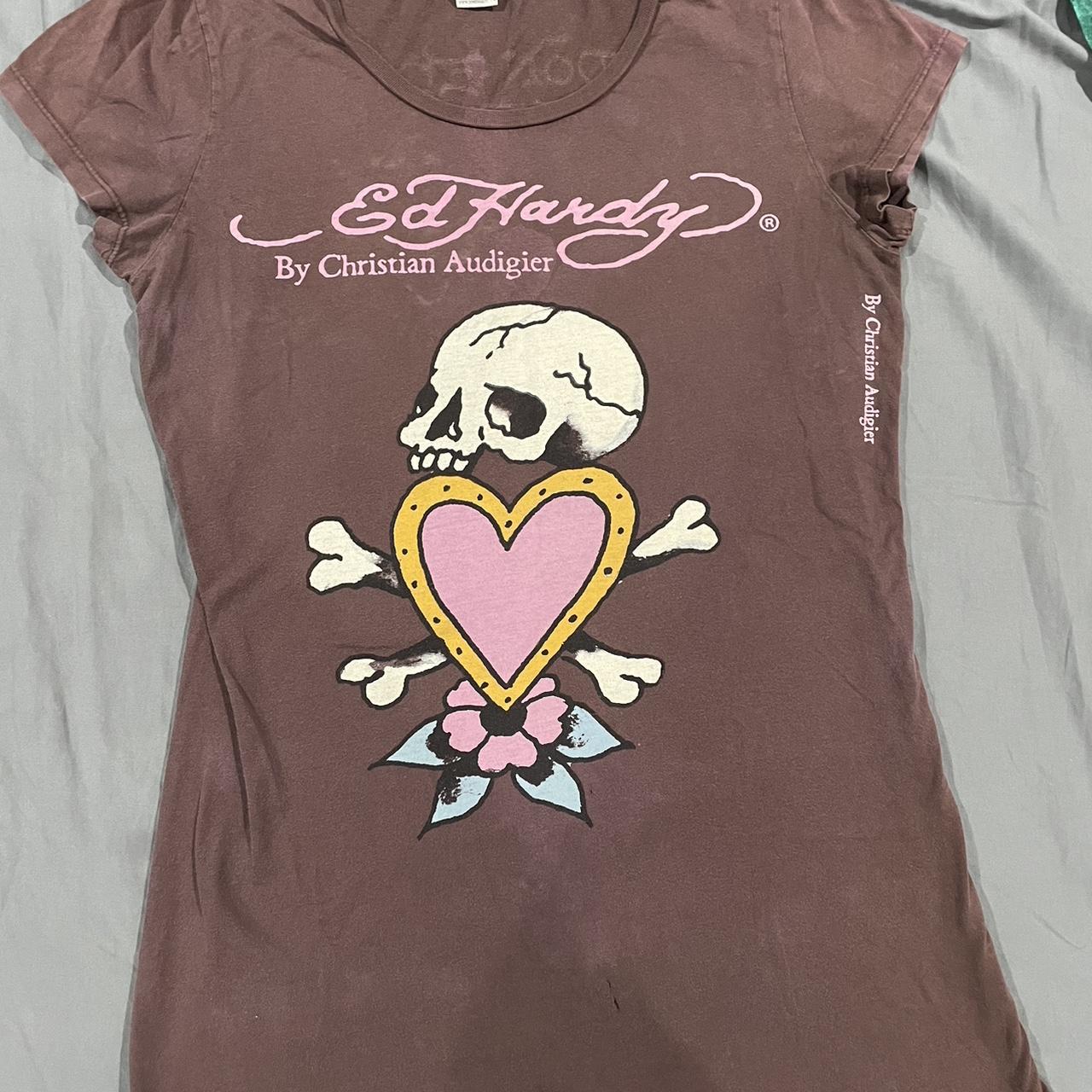 Ed hardy shirt Women’s size large slim fit 6.20... - Depop