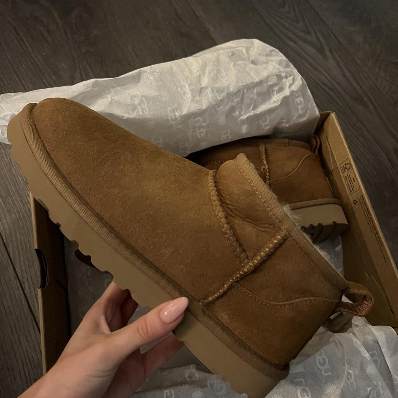 Ultra mini Uggs size 7, colour Chesnut. Brand new,... - Depop