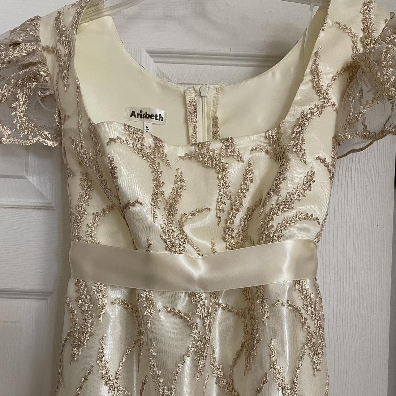 Women's Cream and Gold Dress | Depop