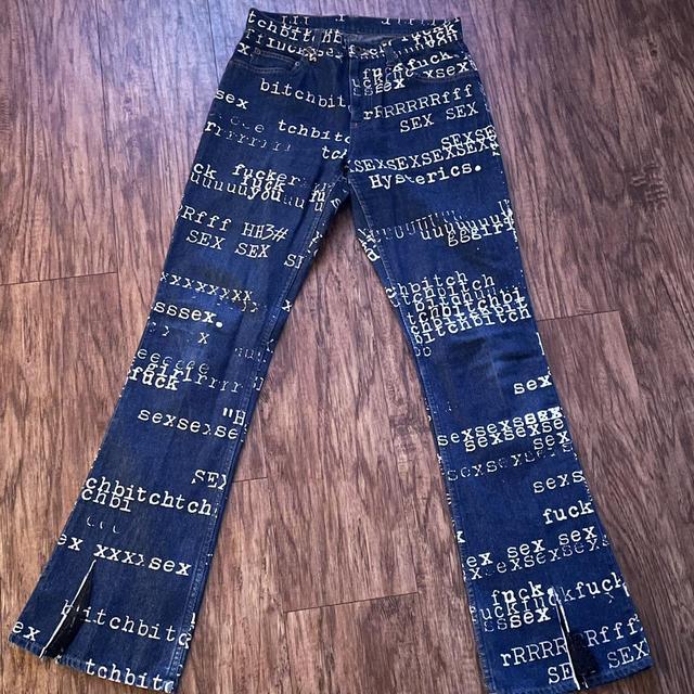 Hysteric Glamour flare jeans with all over... - Depop